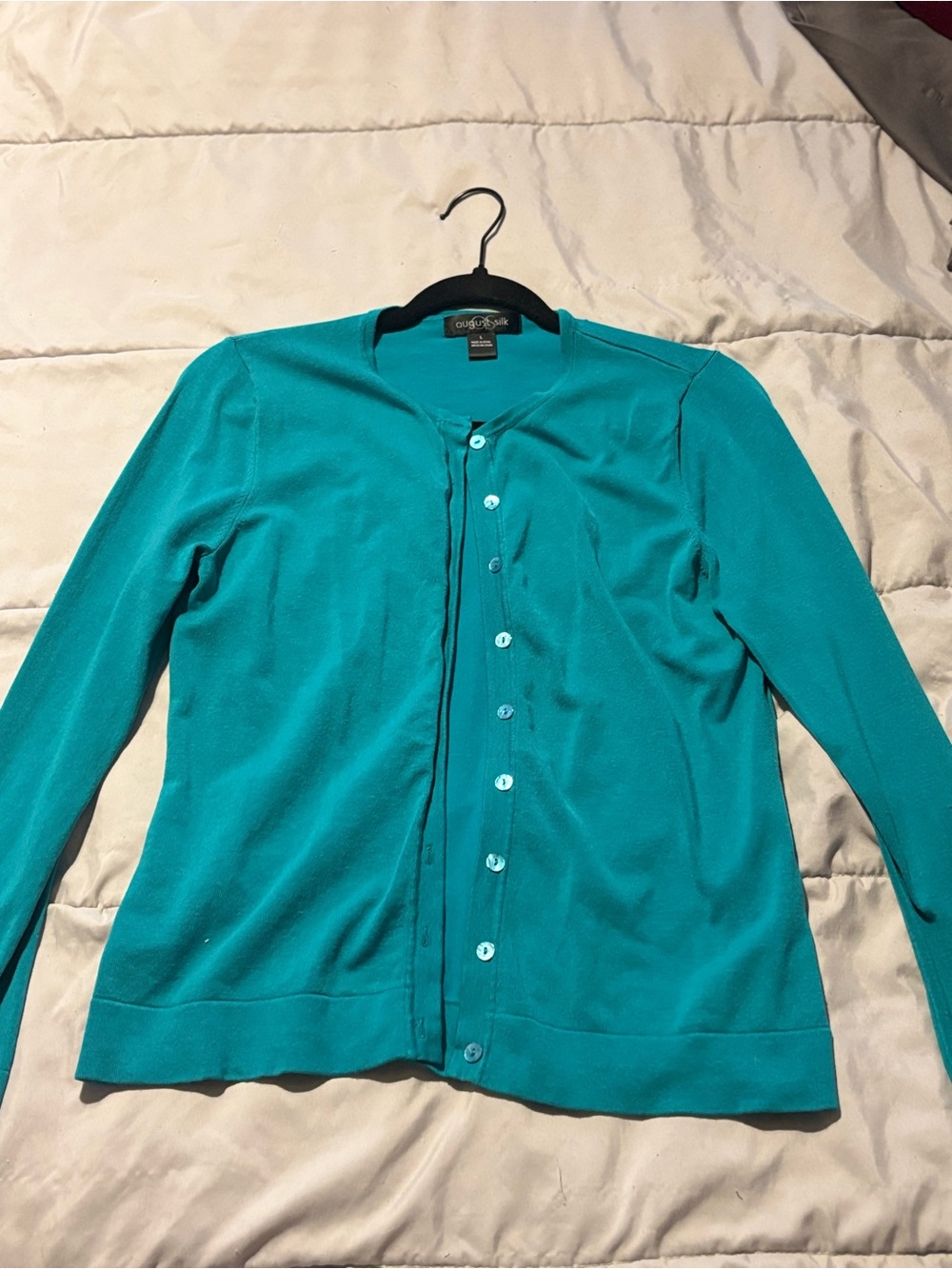 august silk Teal Button-Up Lightweight Knit Cardigan